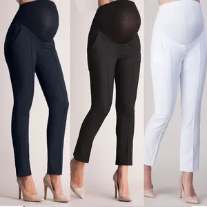 Cotton Comfortable And Breathable Solid Color Plus Size Maternity Belly Lift Tight Trousers