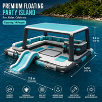 Île flottante gonflable géante avec toboggan, auvent, sièges et table de bar pour projets de location en station balnéaire ou sur lac – Approvisionnement direct usine