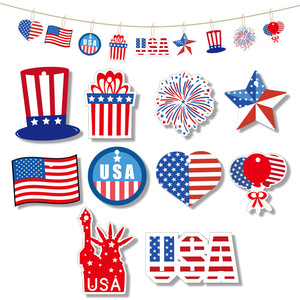 Adornos de Papel para el Día de la Independencia de EE. UU., Forma de Corazón, Decoraciones para Fiestas con Cuerda de Cáñamo para Celebraciones - Product Image 5