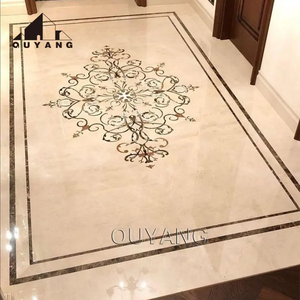 QUYANG casa moderna Hotel Hall pietra di lusso Nero Marquino pavimento in marmo a getto d'acqua medaglioni decorazioni per la casa - Product Image 6