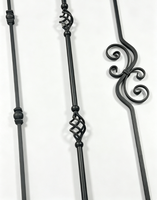 Balustre d'escalier en fer forgé torsadé motif diamant, pilier de rampe métallique pour escalier intérieur de villa
