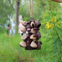 Mixed Natural Seed Shell Wind Chime Large Hanging Nut Shell Rattle Hand Shaker for Sound Bath Folk Music Natural Craft Decor