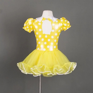 Costume de danse pour filles, jaune et <span class=keywords><strong>blanc</strong></span> à <span class=keywords><strong>pois</strong></span>, <span class=keywords><strong>tutu</strong></span>, robe de ballet - Product Image 3