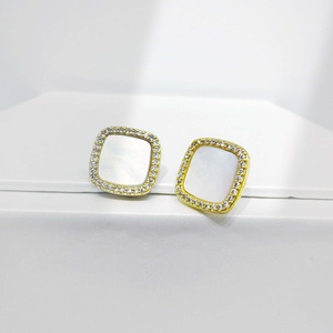 custom 925 plata sterling <b>silver</b> gold plated shell earring everyday elegant summer geometric hypoallergenic fine <b>stud</b> earrings - Product Image 1