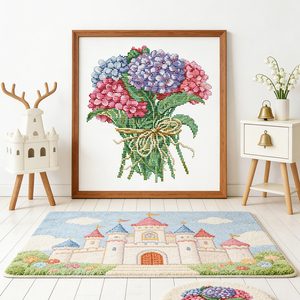 Kit de <span class=keywords><strong>Broderie</strong></span> Point de Croix Motif Bouquet d'Hortensias HD, Tissu <span class=keywords><strong>Aida</strong></span> Pré-imprimé ou à Broder Soi-même 16/14/11CT, Ensemble de <span class=keywords><strong>Broderie</strong></span> Manuelle DIY, <span class=keywords><strong>Toile</strong></span> pour Point d'Aiguille - Product Image 2