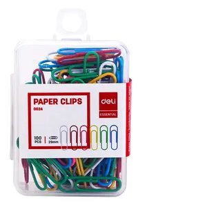 Deli 0024 Kleur Paperclip 100 Clips/Doos Pvc Gecoate Kleur Ronde Paperclip Kantoor School Briefpapier Huis Van Hoge Kwaliteit