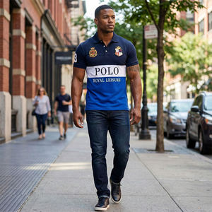 <span class=keywords><strong>Polo</strong></span> da Uomo di Alta Qualità in Piqué 100% Cotone, <span class=keywords><strong>Taglie</strong></span> Grandi, T-Shirt Sportive a Manica Corta con Ricamo 3D, Stile Americano - Product Image 4