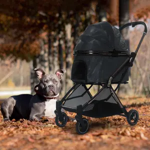 Opvouwbare Kinderwagen Voor Huisdieren Voor Middelgrote Kleine Honden Katten Draagbare Reiskattenhondenwandelwagen Met Opbergmand