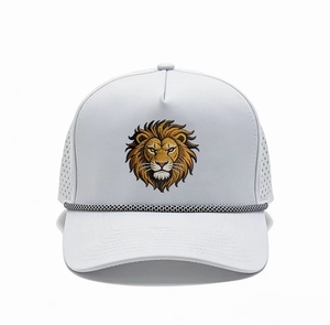 Casquette de baseball brodée Lion, respirante et perforée, style camionneur, réglable avec fermeture snapback, pour le golf et les sports de plein air, avec décoration en corde - Product Image 3