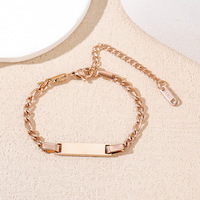 Bracelet barre gravable en acier inoxydable plaqué or 18 carats B28T, étanche, inaltérable, chaîne réglable, motif papillon et cœur, tendance pour enfants