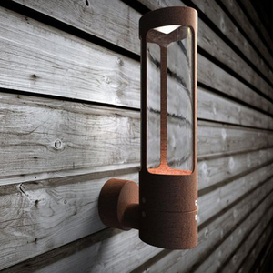 Luxury Corten Steel Rectangle <b>Solar</b> Powered Wall <b>Lantern</b> <b>Outdoor</b> Weatherproof Facade Lighting Rust Finish Wall Lamp Hotel Villa - Product Image 3