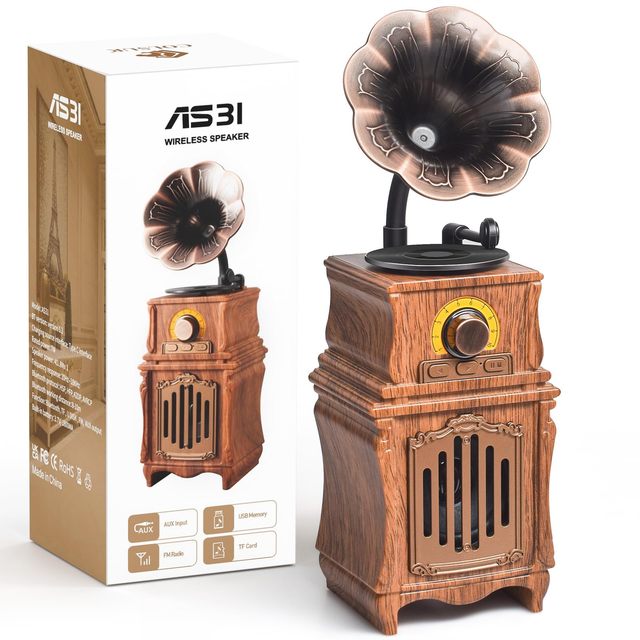 Retro for Speaker Vintage FM Radio with Bass Boost USB TF AUX Player Plastic 5-10W Output