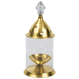 Lampe à huile traditionnelle artisanale en laiton et verre Udupi, héritage himalayen, idéale pour la décoration de la maison, du temple et des fêtes - Product Image 1