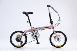 SHM 16インチ超軽量スチールディスクブレーキポータブル大人用折りたたみ自転車6速シティレジャーサイクリング - Product Image 2