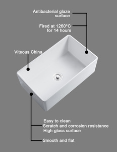 Évier de ferme Bol simple profond Tablier <span class=keywords><strong>en</strong></span> porcelaine <span class=keywords><strong>en</strong></span> céramique blanche-Évier de <span class=keywords><strong>cuisine</strong></span> avant de ferme - Product Image 6