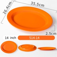 Usine de Quanzhou personnalisée pas cher 10 12 14 pouces coloré grandes assiettes ovales en mélamine pour restaurant