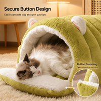 Lit tunnel pour chat en forme de chenille, chaud et moelleux, semi-fermé, nid douillet anti-anxiété, maison d'hiver pour chats d'intérieur