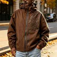 Blouson bomber à capuche pour homme SOLU, imprimé léopard, coupe-vent, manteau décontracté d'hiver, 100% polyester, coupe ample, sports de plein air
