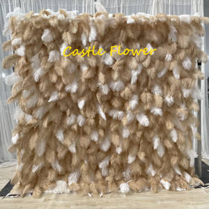 ฉากหลังดอกไม้ผ้าเทียมแบบม้วนเก็บได้ รุ่น H-523 ขนาด 8x8 ฟุต ลายดอกไม้ 3 มิติ สีแดง ม่วง ขาว สำหรับตกแต่งงานแต่งงาน - Product Image 6