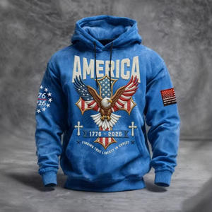 Sudadera con Capucha America Eagle para Hombre, Impresión por Sublimación 2025, Tejido de Poliéster de 300 g/m², Transpirable, Manga Regular con Bolsillo - Product Image 4