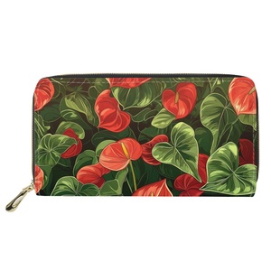 Stampa su richiesta Anthurium di grande capacità impermeabile squisito e durevole personalizzazione Tailflower portafoglio Unisex di fascia alta di moda - Product Image 3