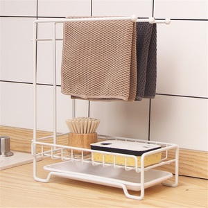 Kitchen Multifunctional Standing Type Double Tier Modern Stainless Steel Towel <b>Sponge</b> Rag Storage Drain Rack - Product Image 2