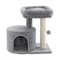 Arbre à chat multi-niveaux moderne de luxe en velours avec poteaux à gratter en sisal naturel, structure d'escalade en peluche écologique pour appartement