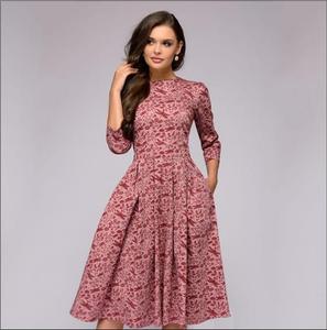 2022 otoño señoras vestidos casuales de alta calidad una forma floral señoras vestidos con bolsillos - Product Image 5