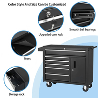Armoire de rangement d'outils à 6 tiroirs, casier latéral en acier laminé à froid, logo personnalisé, coffre à outils pour garage et atelier, kits de rangement d'outils, établi de travail