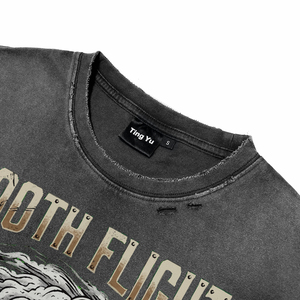 T-shirts pour hommes vintage, effet délavé, style punk, imprimés graphiques, surdimensionnés, en coton, streetwear, mode, vente en gros, t-shirts de haute qualité - Product Image 3