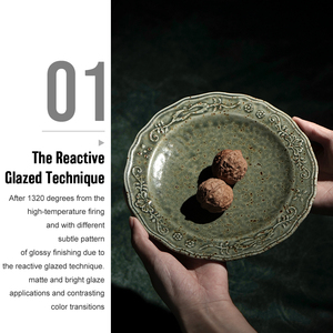 Fournitures pour hôtels et restaurants, assiette à dessert, à snack, à gâteau, à dîner, en céramique vintage, unique, embossée, durable, pour la restauration - Product Image 3