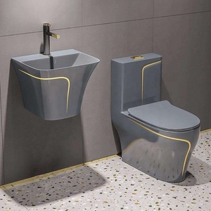 Inodoro de Piso Integrado de Cerámica con Diseño en Forma de S, Colorido, Montado en la Pared, con Doble Descarga y Antiolor, Personalizado, con Lavabo - Product Image 1