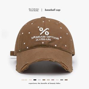 Cappello da baseball popolare, stile gotico, effetto invecchiato e lavato, vintage, autentico, di tendenza, con visiera curva a coda di cavallo - Product Image 1