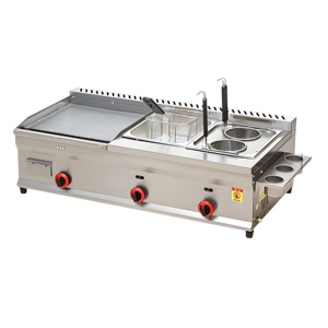 Hot Selling Commercial Gas Bakplaat + Dubbele Frituurpot Restaurant Hoge Kwaliteit Roestvrijstalen Apparatuur Gasturbine - Product Image 2