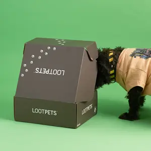 Caixa de papelão dobrável para animais de estimação, caixa de papel preta com estampa personalizada para envio