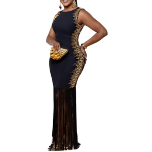 ชุดแม็กซี่เดรสปาร์ตี้แขนกุดคอกลมประดับพลอยเทียมเซ็กซี่สำหรับผู้หญิงแฟชั่น - Product Image 1