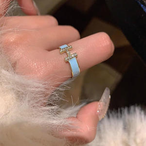 Anelli Aperti di Lusso con Zirconi CZ Colorati e Smalto, Anelli con Lettera H in Diamanti per Donne e Ragazze - Product Image 3