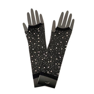 Go Party – mitaine de conducteur d'été blanche, diamant noir, filet de pêche mi-long avec perceuse, extensible, Sexy, mitaine de fête en maille - Product Image 2