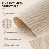 Tapis de protection pour tiroirs et étagères en PVC beige à grille, antidérapant, lavable, découpable sur mesure, imperméable, pour rangement de cuisine