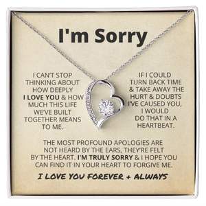 Collier Pendentif Cœur Argenté Personnalisable avec Carte Texte – Cadeau Classique en Cuivre pour l'Excuse, la Réconciliation et les Relations, Idéal pour les Partenaires - Product Image 1