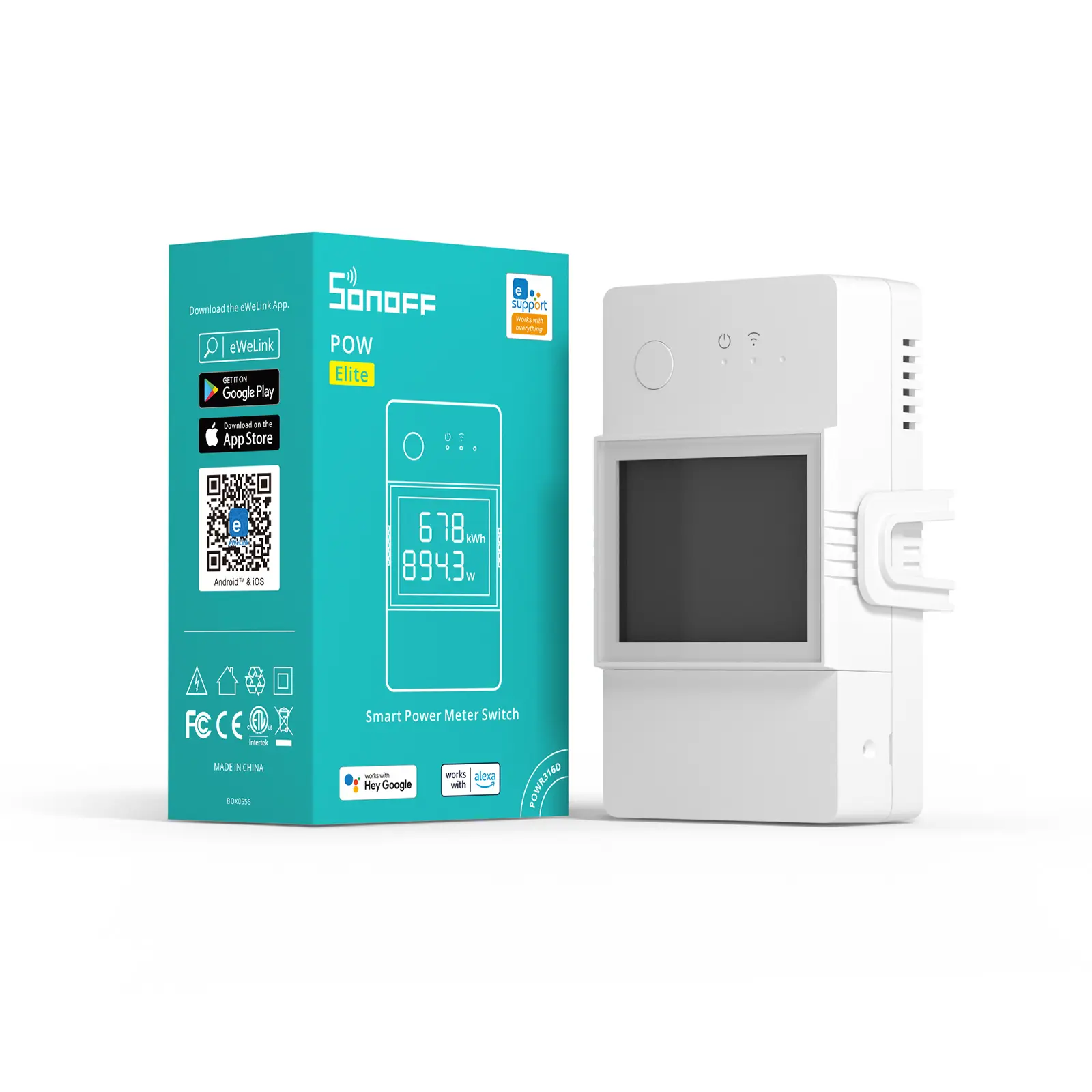 Sonoff Pow Elite 16a 20a Wifi Switch Controller Real Time Stroomverbruik Monitor Meting E-Welink Voor Smart Home