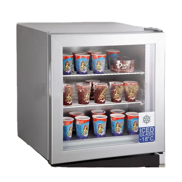 CE ROHS付きミニアイスクリームガラスドアディスプレイ直立冷凍庫