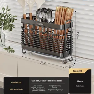 Porta Bacchette Moderno e Semplice da <span class=keywords><strong>Cucina</strong></span> in <span class=keywords><strong>Acciaio</strong></span> Inox 304 con Drenaggio per Bacchette, Coltelli e Cucchiai - Product Image 6