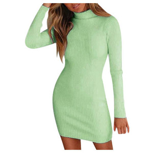 Abbigliamento donna autunno a collo alto nuovo abito Slim Fit con gonna di temperamento abito aderente abito abito ad alta elasticità - Product Image 4