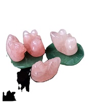 Artisanat en gros de sculptures d'animaux en quartz rose cristal de guérison, motif canard mandarin, pour la décoration (DIY)