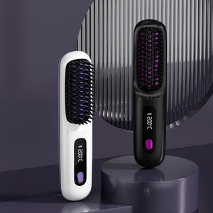 Peigne chauffant électrique LCD <span class=keywords><strong>en</strong></span> céramique sans fil portable à ions négatifs, <span class=keywords><strong>brosse</strong></span> à lisser rechargeable - Product Image 1