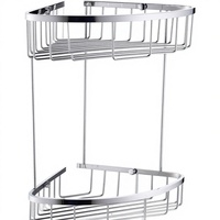 Rak Penyimpanan Kamar Mandi Desain Modern dan Sederhana Segitiga Lapis Ganda Bahan Stainless Steel 304