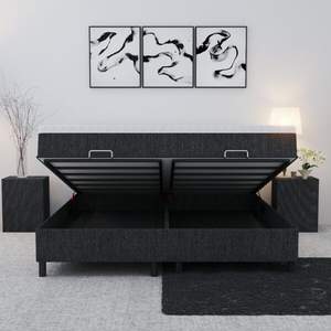 Lit Moderne Luxueux Ajustable avec Rangement, Revêtement en Velours/Lin/Chenille, Cadre Chromé, Capitonnage Confortable, Écologique et Durable - Product Image 4