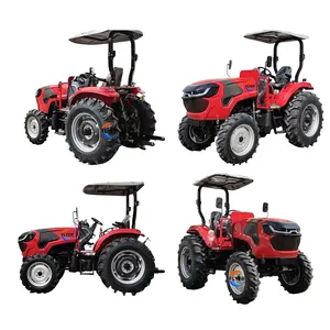 Satılık güneşlik ile yüksek kalite kırmızı 4x4 60hp çiftlik traktörü tarım makineleri