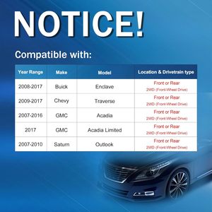 513277-2PK Nouvel ensemble roulement de roue et moyeu pour Chevy Traverse pour Enclave Avant Arrière 2WD FWD - Product Image 2